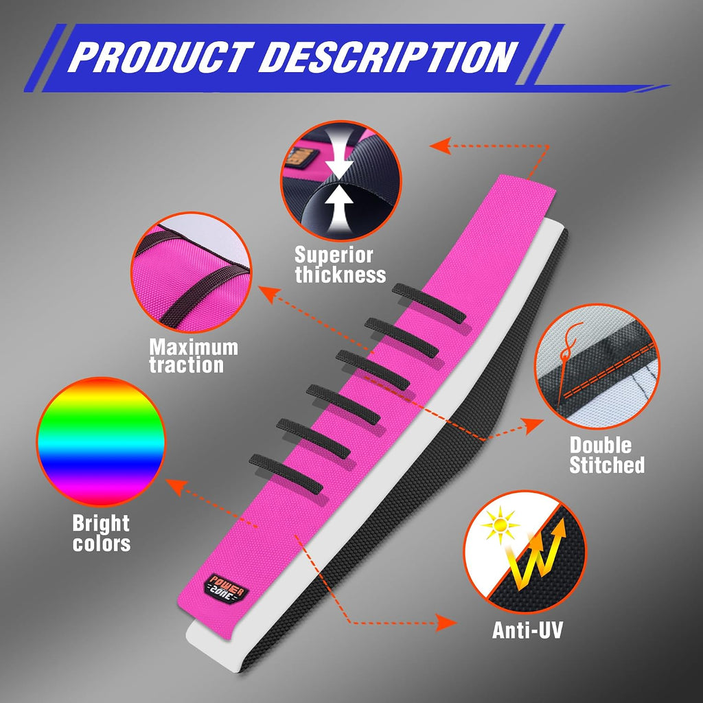 Gripper Rubber Dirt Bike Seat Cover - Universal Soft Seat Cover for Most Dirt Bike Motorcycle (Black-Pink)