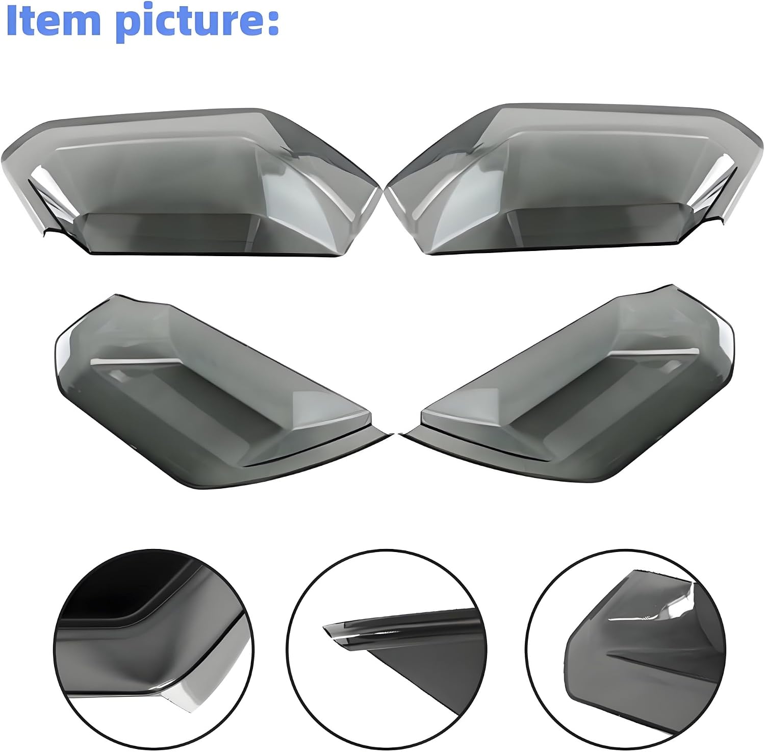 Tail Light Covers Guards Fit For Chevy Corvette C7 2014-2019 1LT/ 2LT/ 3LT/ Z06/ Z51/ ZR1/ LZ, Smoked Black Rear Light Protective Cover Guards Trim Set Exterior Accessories