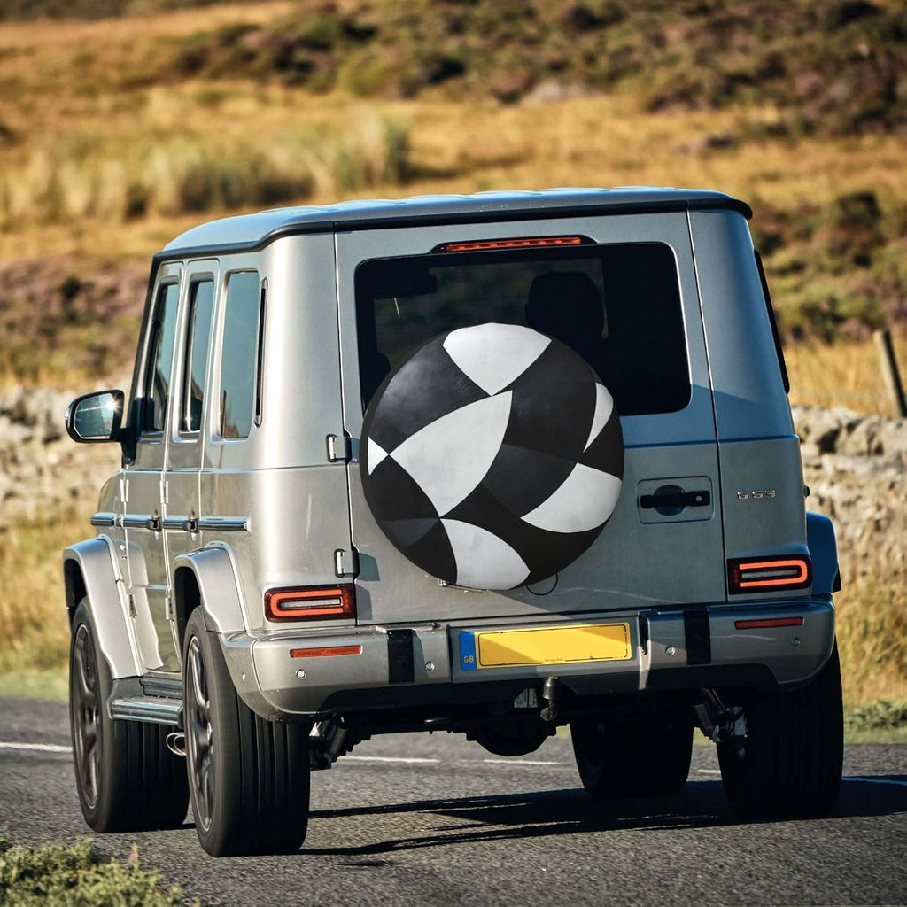 Black and White Pattern Print Universal Spare Tire Cover for RV, Jeep | Wheel Protector Fits Rv, Trailer, Jeep, Shield Tires From Sun, Dirt And Rain For Outdoor Storage