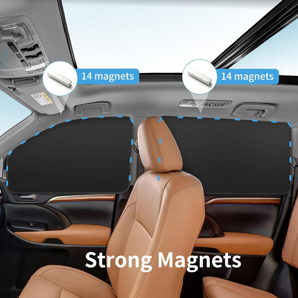 Car Window Shades - 100% Block Light Car Privacy Curtains with Magnetic - 4Pcs Side Window Sun Shades Car Window Covers Keep Cooler Feeling, Thicken(Thickset, 4pcs)