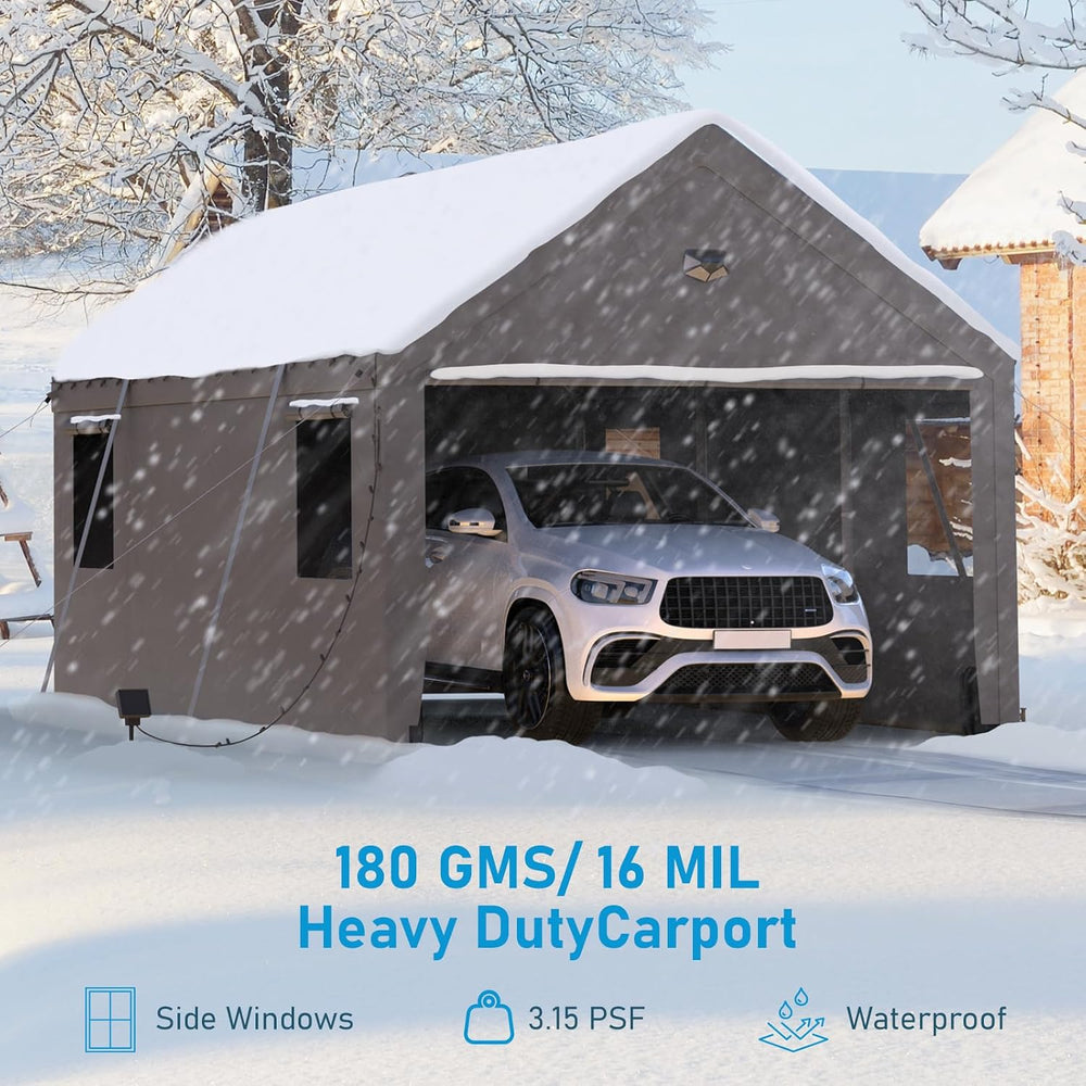 10x20 Heavy Duty Carport, Portable Garage with Doors & Windows