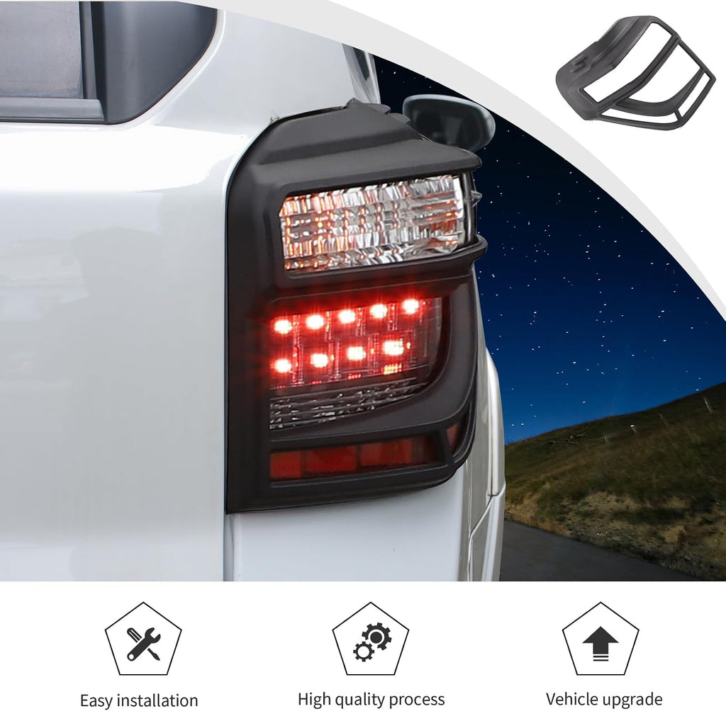 JWWY Tail Light Cover for Toyota 4Runner 2014–2023, Rear Light Lamp Protective Guard Trim Exterior Accessories,2pcs Black