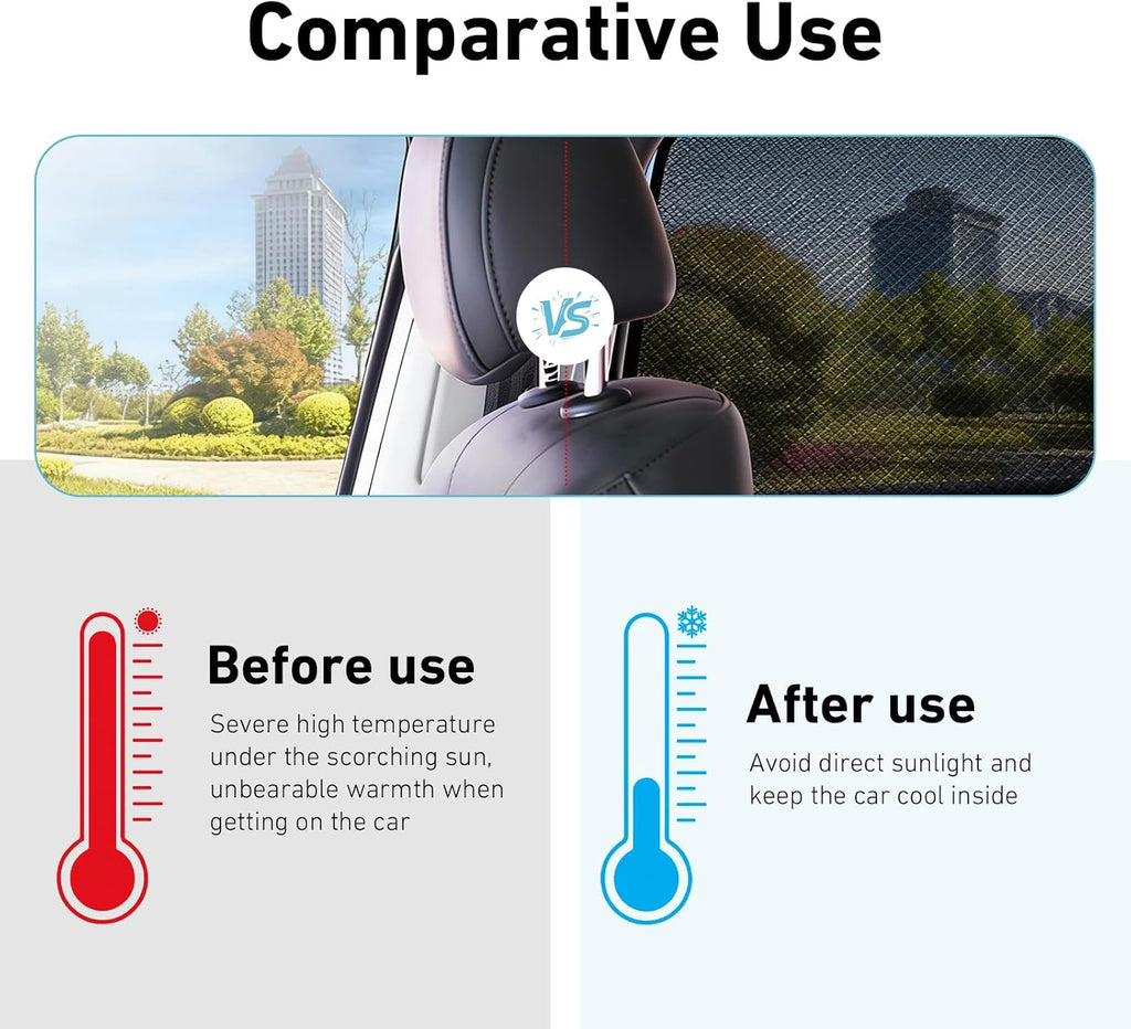 4 PCS Car Side Window Shades, Sun Blocking Dustproof Shield for Baby Kids, High-Density Mesh Privacy Protection Curtain, Foldable Cover for Front & Rear Windows (Black)