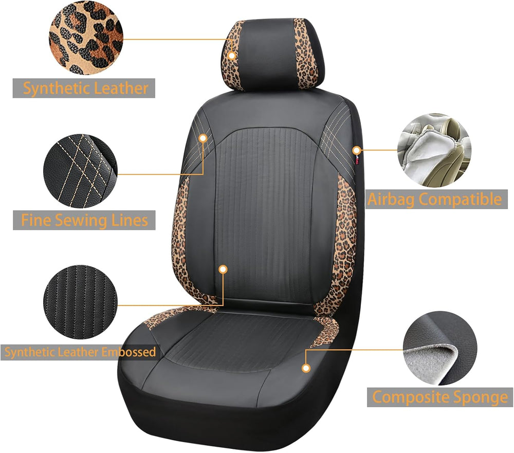 Flying Banner Synthetic Leather car seat Covers Full Set Front and Rear Bench...