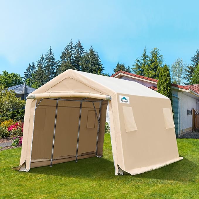 ADVANCE OUTDOOR 10X15 ft Garage Shelter Steel Metal Peak Roof Portable Storage - Image 8