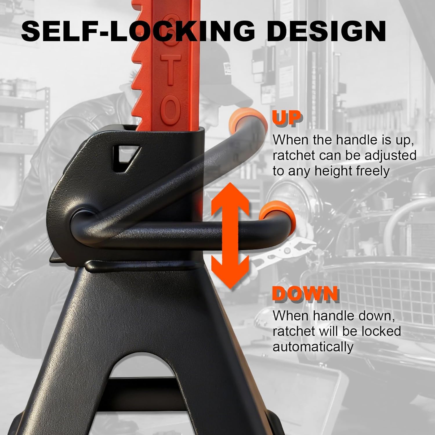 6 Ton (13,200 LBs) Jack Stands with Crossbars,Double Pin Locking,Rubber Cover,Large Foot Base,15"-22" Adjustable Height,Heavy Duty Car Jack Stands,Lifting Bus,RV,SUV,MPV,Pickup Truck,2 Pack