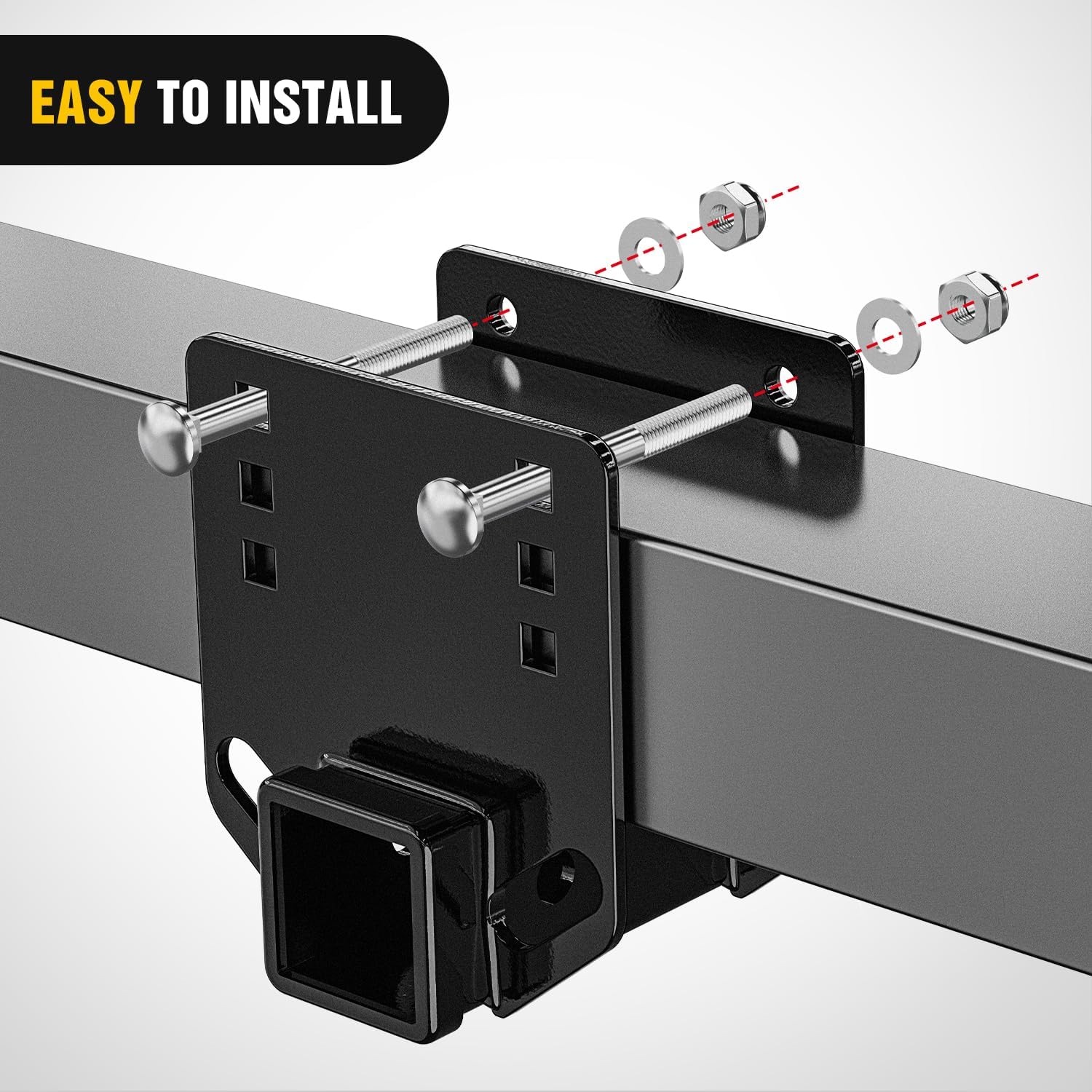 Nilight RV Bumper Hitch Receiver, Height Adjustable Trailer Hitch Adapter, 2" Receiver for RV Bumper, Heavy Duty Steel RV Hitch for Cargo Carrier Bike Rack Trailer Towing Ball Mounts
