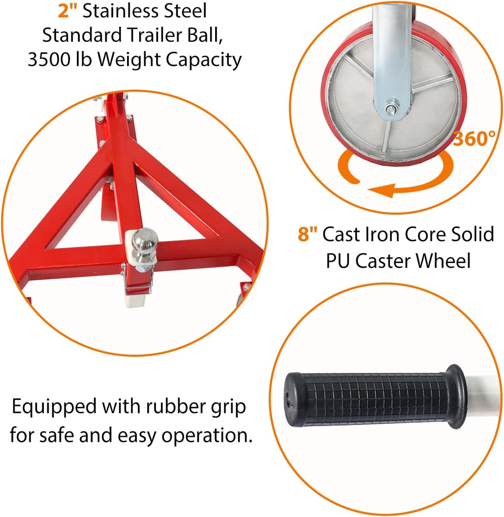 Yunphia Trailer Dolly, 3500 lbs Tongue Weight Heavy Duty Trailer Mover, Adjustable Height with 2’’ & 2-5/16’’ Ball, Manual Trailer Tug for RV Boat Camper Jet Ski.