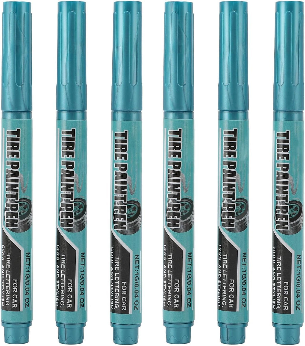 6Pcs Tire Paint Pen Blue, Water Proof, Long Lasting, 1g Protective Oil Marker Pen - Scratch Repair, Weather, Easy Application for Vehicle Maintenance