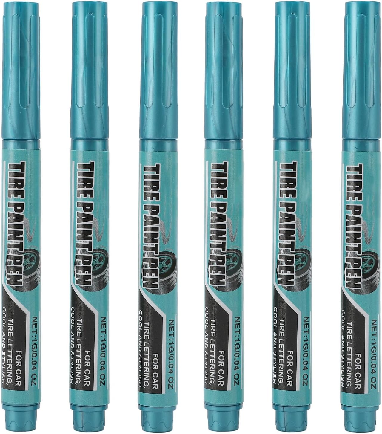 6Pcs Tire Paint Pen Blue, Water Proof, Long Lasting, 1g Protective Oil Marker Pen - Scratch Repair, Weather, Easy Application for Vehicle Maintenance