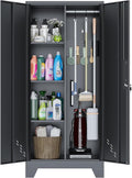 61" Broom Closet Storage Cabinet, Metal Storage Cabinet