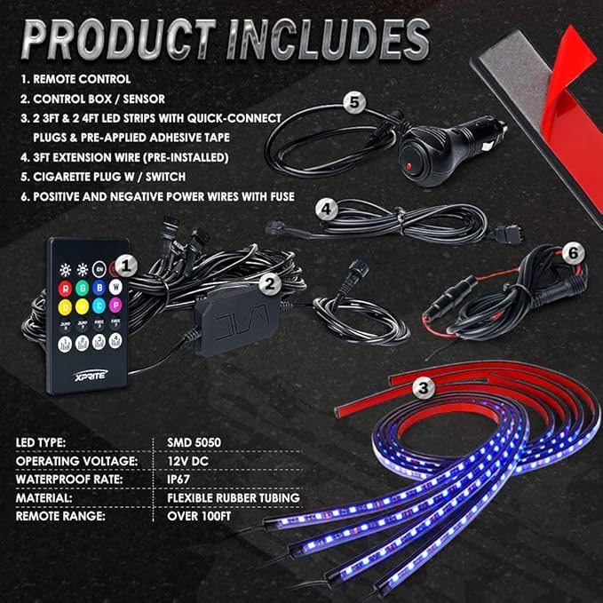 Xprite 4Pcs Underglow LED Lights - Image 7