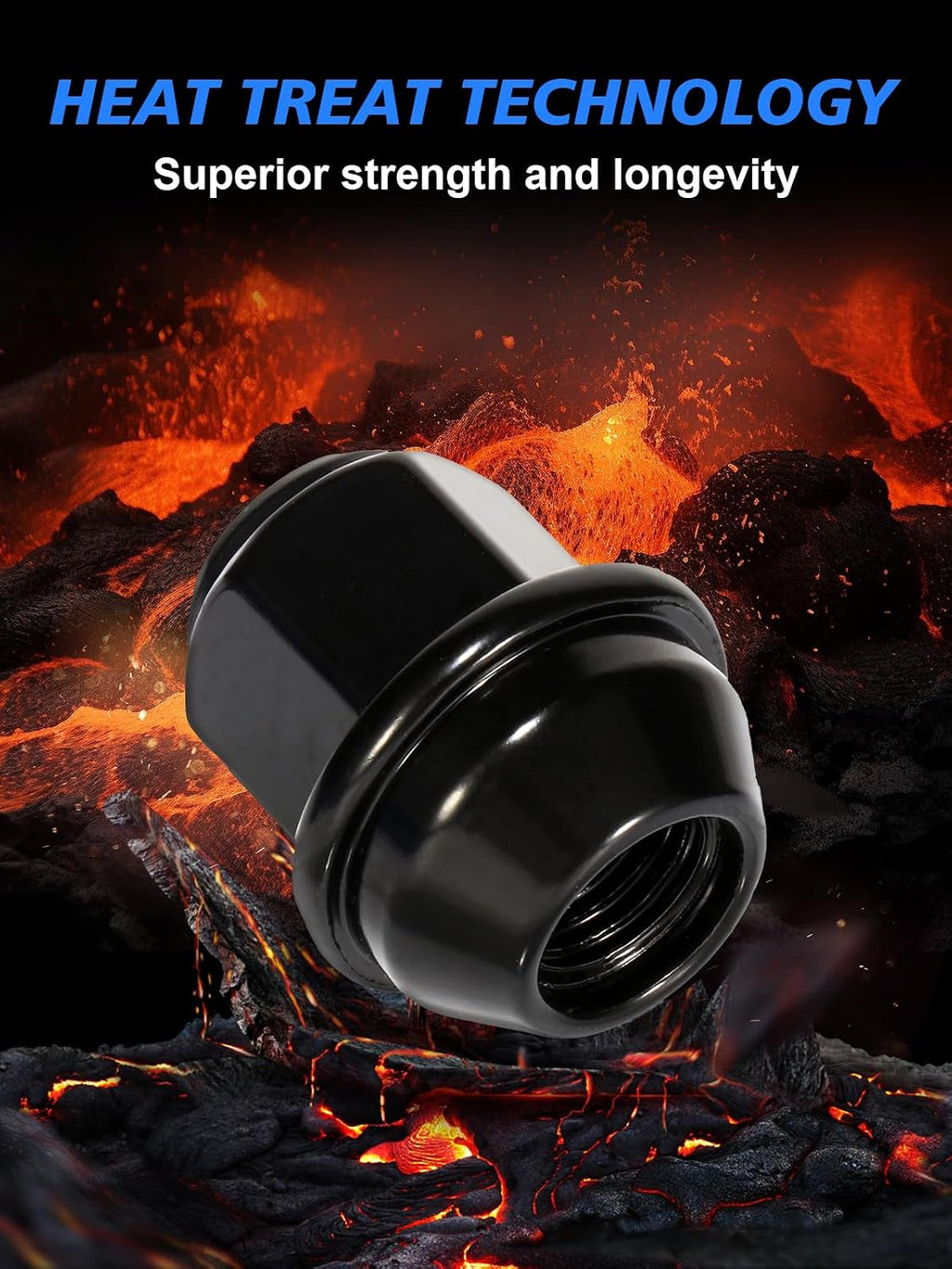 M12X1.5 Black Lug Nuts - 20pcs OEM Wheel Lug Nuts Compatible with 2009-18 Focus/2012-18 Fusion/2013-2020 Escape/2018+ EcoSport/2011-19 Fiesta, Chrome Acorn Wheel Nuts