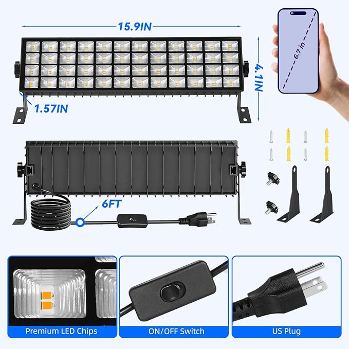 2 Pack LED Shop Lights, 100W 11000LM 3000K Warm White Plug in Garage Light - Image 7