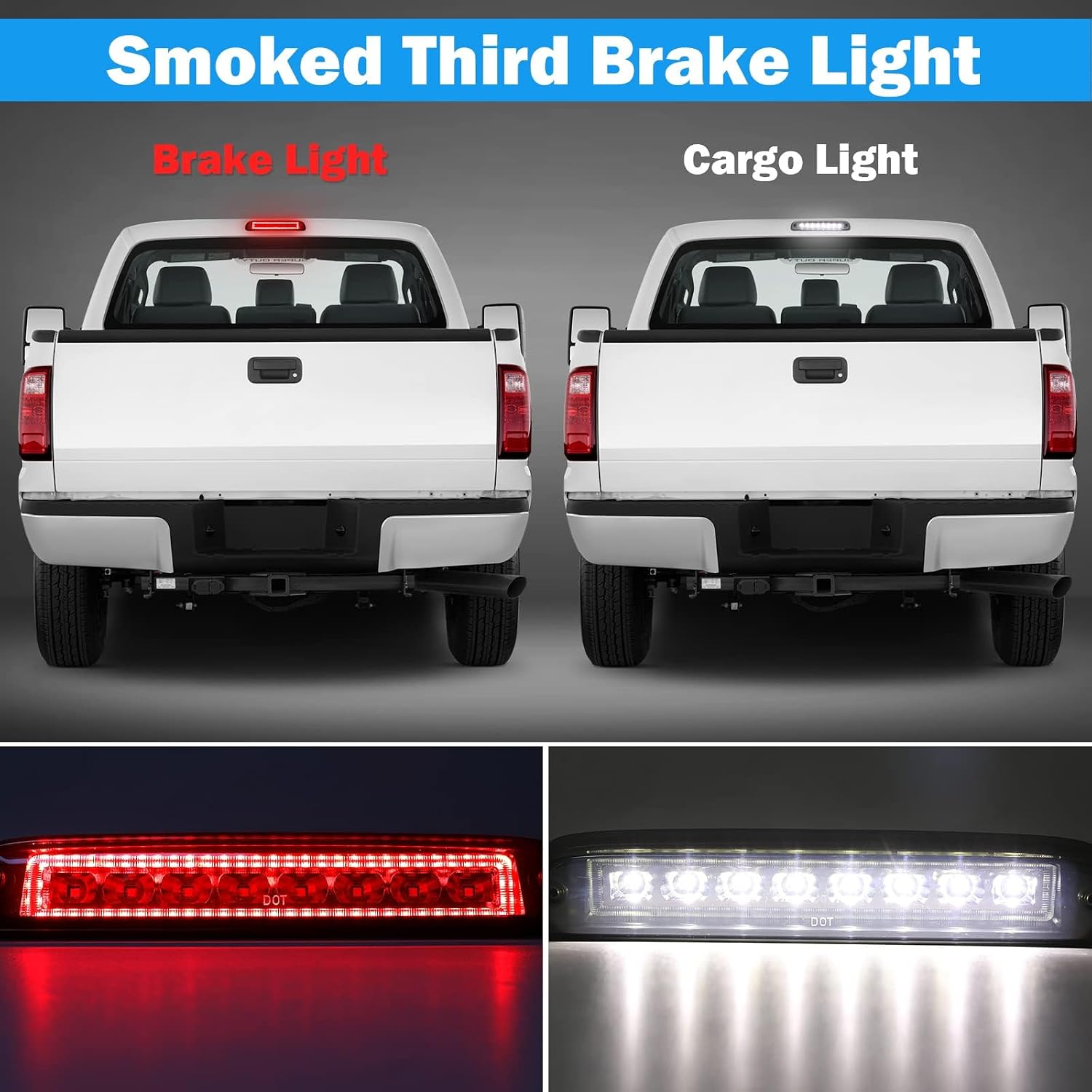 Third Brake Light Compatible with 1999-2016 Ford F250 F350 Super Duty 3rd Brake Light LED Accessories F450 F550 95-03 Ranger Tail Cab Cargo Light High Mount Stop Light
