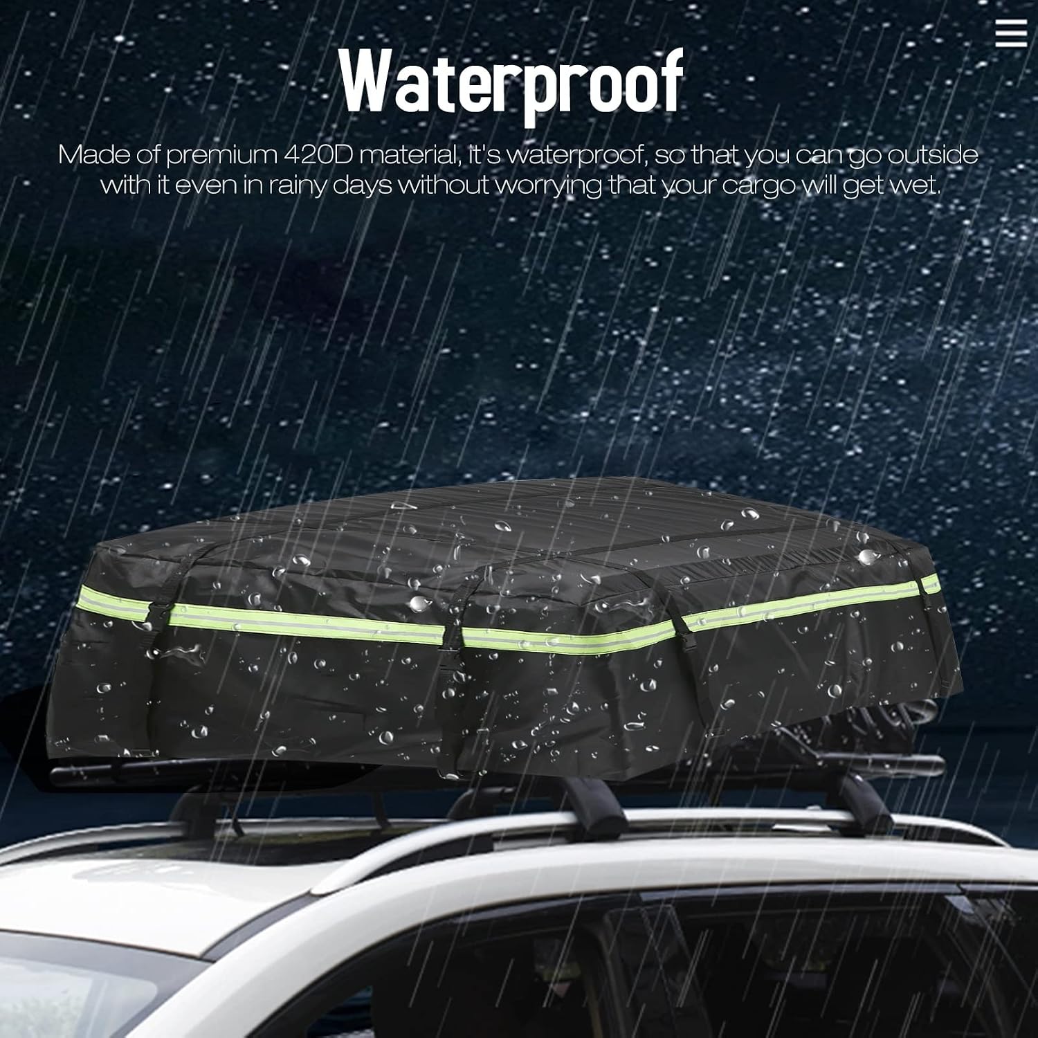 Waterproof Cargo Bag Car Roof with Night Reflective Strip Universal Luggage Storage Cube for Travel Camping | 44*35*18in