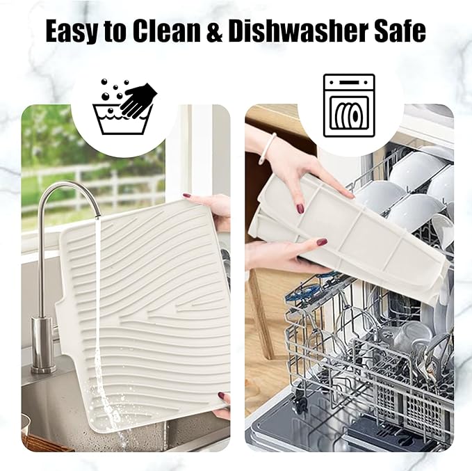 Silicone Dish Drying Mat for Kitchen Counter, Dish Drying Pad, Non-Slip Drain - Image 4