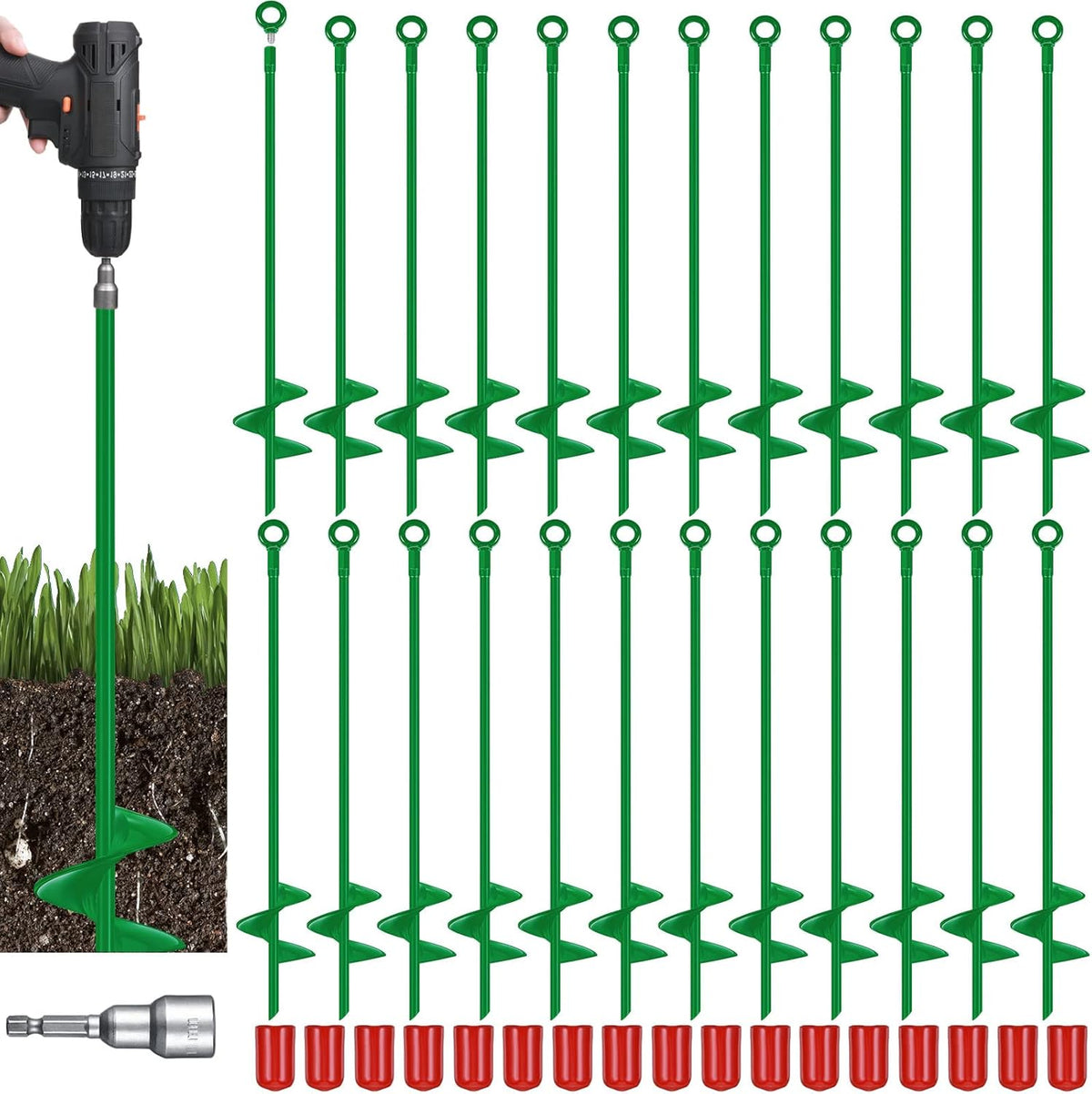chumia 12 pcs 18 inch ground anchor,heavy duty, main product view