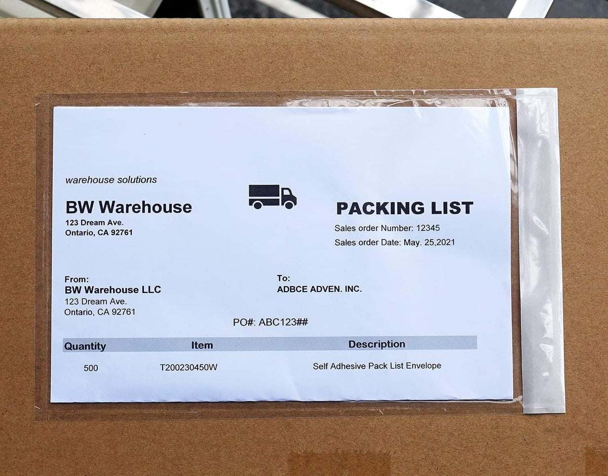 (300 pcs) premium 6''x10'' packing list envelope, tailored shown in use
