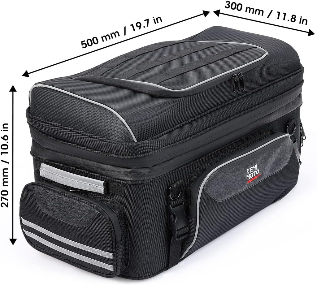 KEMIMOTO Expandable Motorcycle Traveler Tour Trunk Bag 40L-50L Luggage Rack Tail Duffle Bag Fit for Touring Trike Road King Street Glide Road Glide Freewheeler Tri Glide Ultra Goldwings Roadmaster