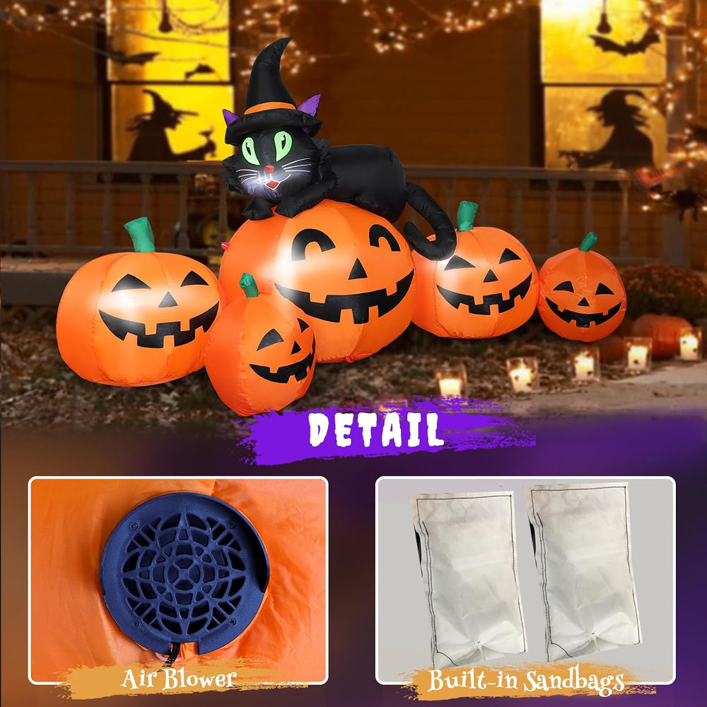 5FT Halloween Inflatable Pumpkin Outdoor Decoration, Lighted Blow Up Yard Dec...