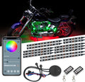 LEDGlow 12pc Bluetooth Advanced Million Color LED Motorcycle Accent Underlow Lighting Kit - Smartphone App - Dual Zone & Brake Lights Feature - Waterproof Control Box - Multi-Color Flexible Strips