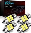 Yorkim DE3022 LED Bulb Super Bright DE3175 Festoon Bulbs White, Error Free Canbus 6-SMD 5730 Chipsets, DE3021 Interior Car Lights 31mm LED Bulbs for dome map light - Pack of 4