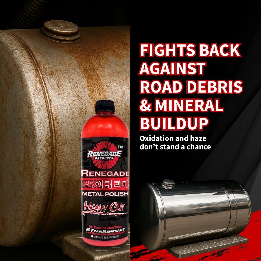 Renegade Products Wheel Window Polishing Bundle – Pro Red Liquid Metal Polish with 1/8" Foam Polishing Cones & Barrels – Drill Attachment Kit for Aluminum & Stainless Steel for Wheels & Tight Spaces
