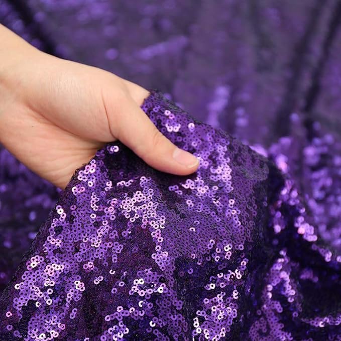 SquarePie Sequin Tablecloth 60 x 120 Inch Purple Sparkly Table Cloth for Hall...