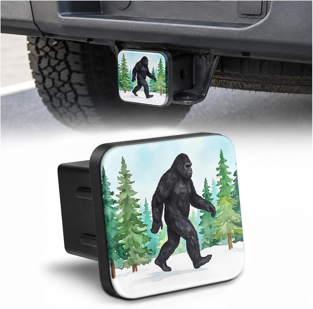 Hitch Cover Receiver Tube Hitch Plug Forest Sasquatch, Tool-Free Install Tow Hitch Covers, Universal Trailer Hitch Cap Protector for Trucks, 2 Inch Hitch Receiver Cover for Women Men