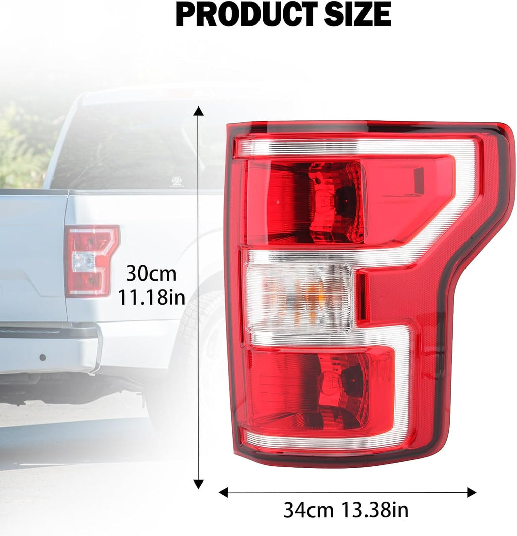 Passenger Side Tail Light Assembly Compatible with Ford F150 F-150 2018-2020 With Halogen Bulb and Harness Right Tail Lamp