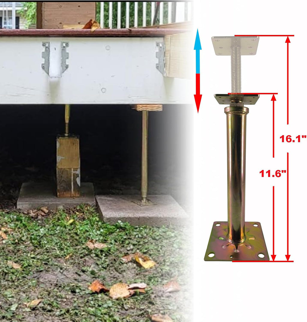 6 PCS House Floor Jacks Post Pole for Leveling, 11" - 16" Height Range, 6 ton Min and Max Height Capacity, Galvanized, 6 Pack