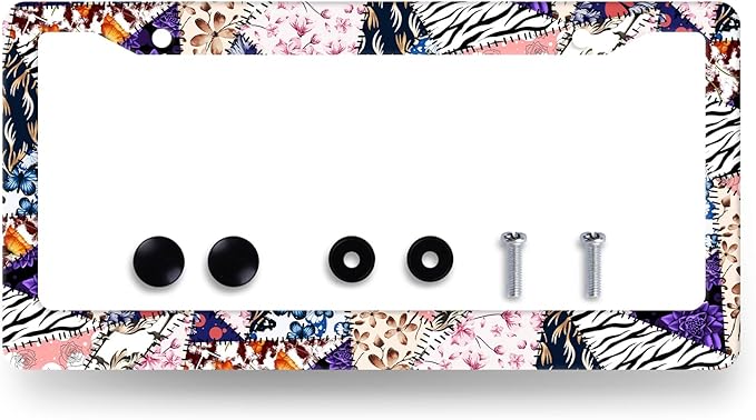 Abstract Art Flowers License Plate Frame Colorful Floral License Plate Holder by RNKATIH