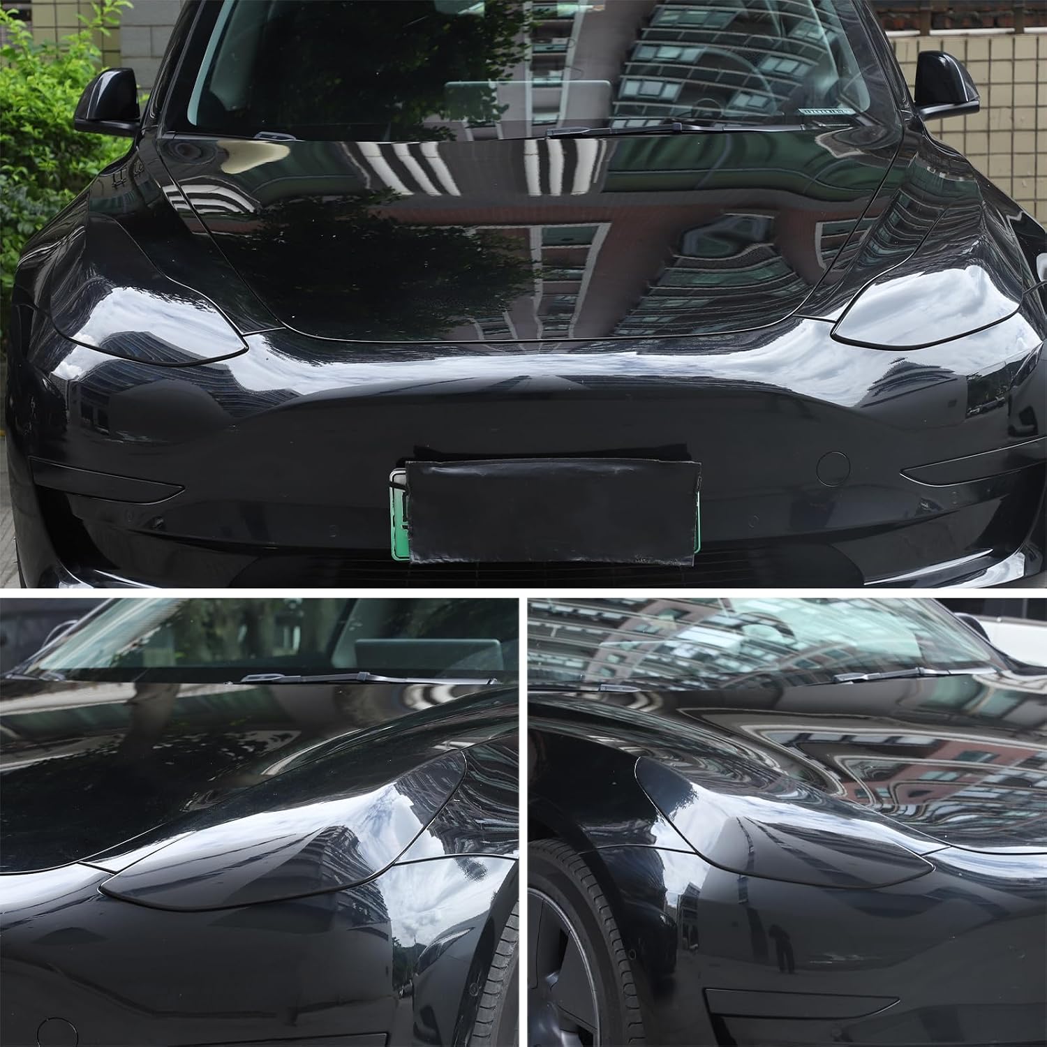 Rear Tail light Cover Trim for Tesla Model 3 2017-2023, Tail Brake Lamp Guard Housing Bezels for Tesla Model Y 2020-2024, Blackout Reverse Light Shell Shade, Rear light Accessories ABS (Front & Rear)