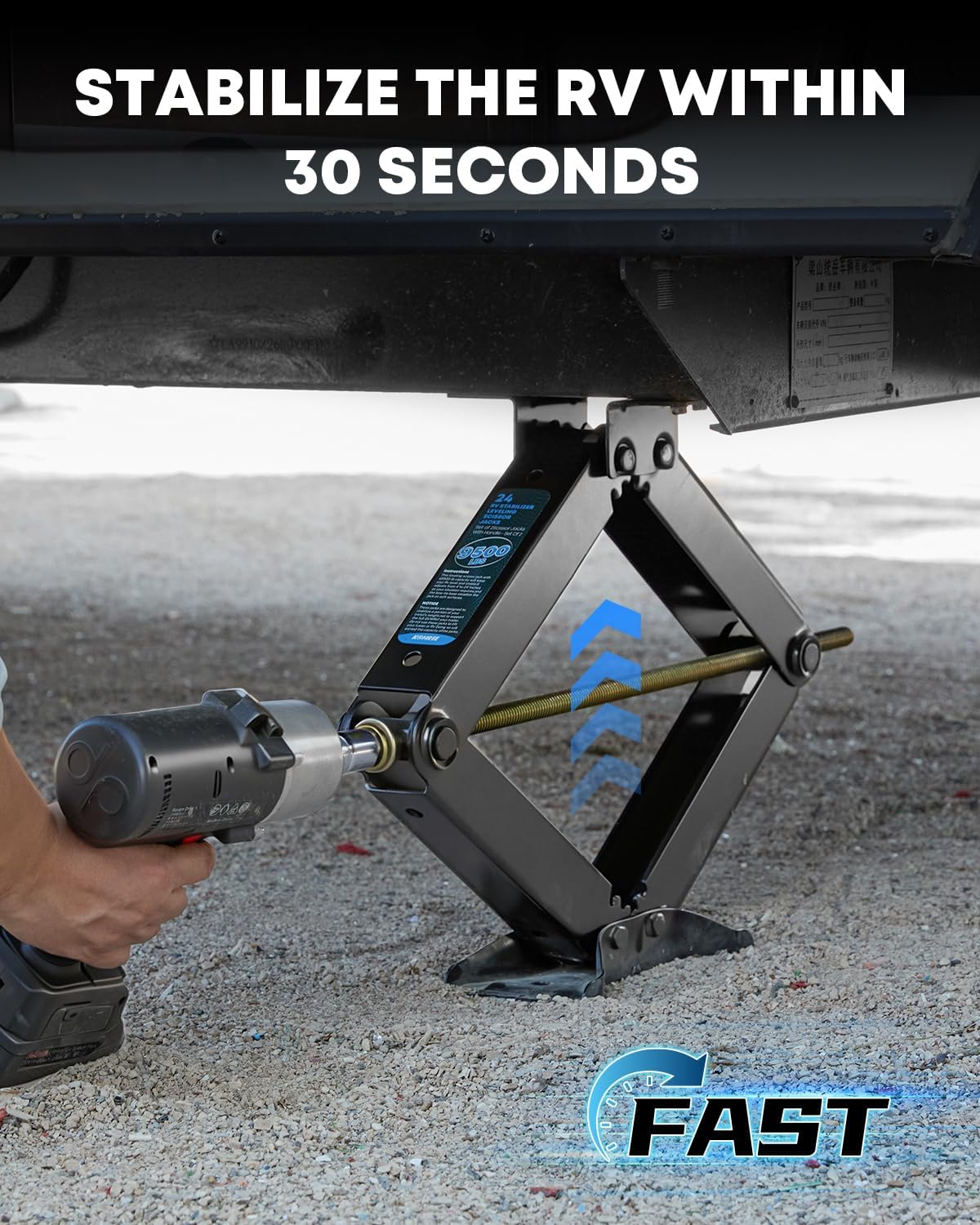 Kohree 9500lbs RV Stabilizer Jacks for RV Travel Trailer Camper, Set of 4, Heavy Duty Scissor Jacks Kit with Crank Handle and Drill Bit, Max Lifting Height 24"