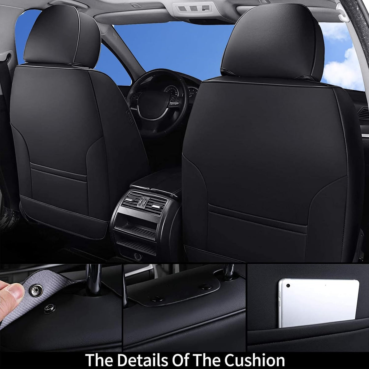 coverado seat covers full set, black seat covers, side view
