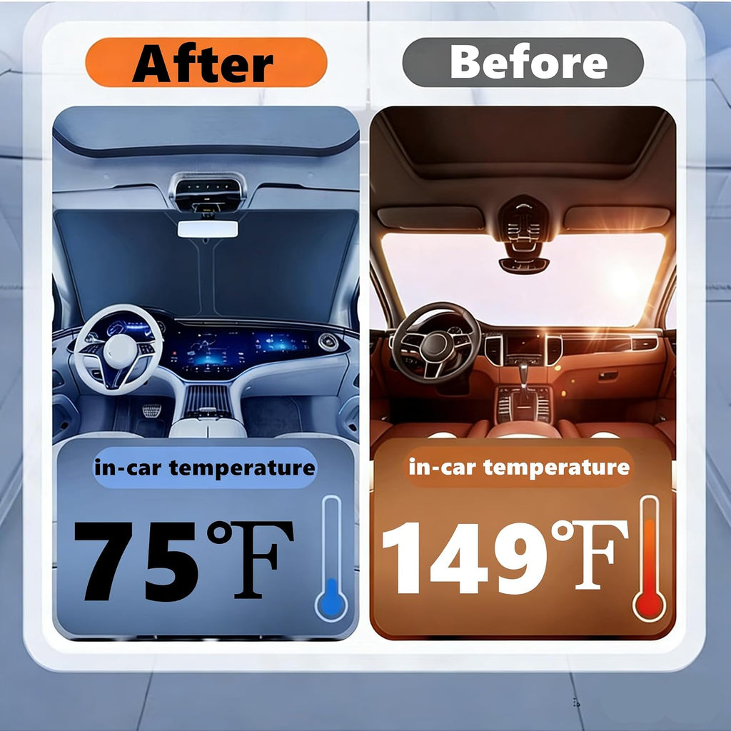 Windshield Sun Shade for 2015-2026 Ford Transit 150 250 350 350HD 240T Reflective Fabric Double-Layer Design Front Window Blocks UV Rays and Heat Automotive Interior Protector Keep Your Car Cooler