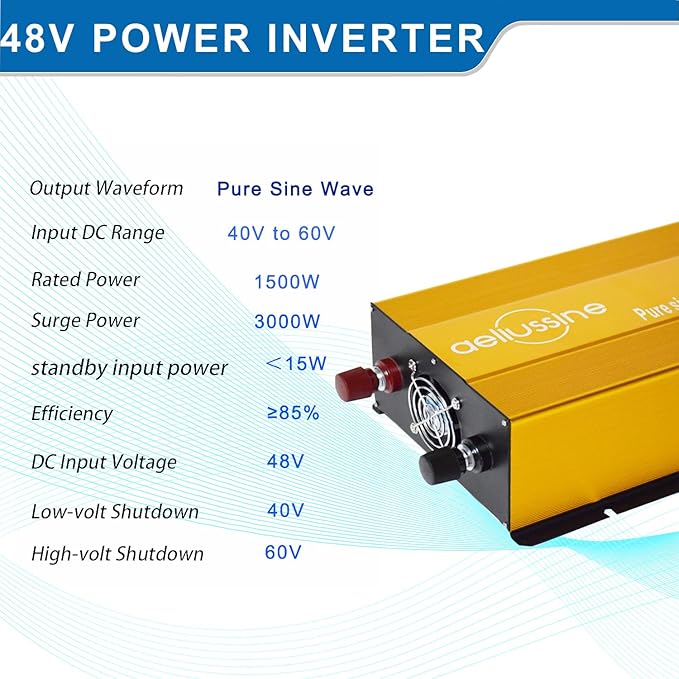 1500W Pure Sine Wave Inverter-48V DC to 110V 120V AC Power Converter - Image 5