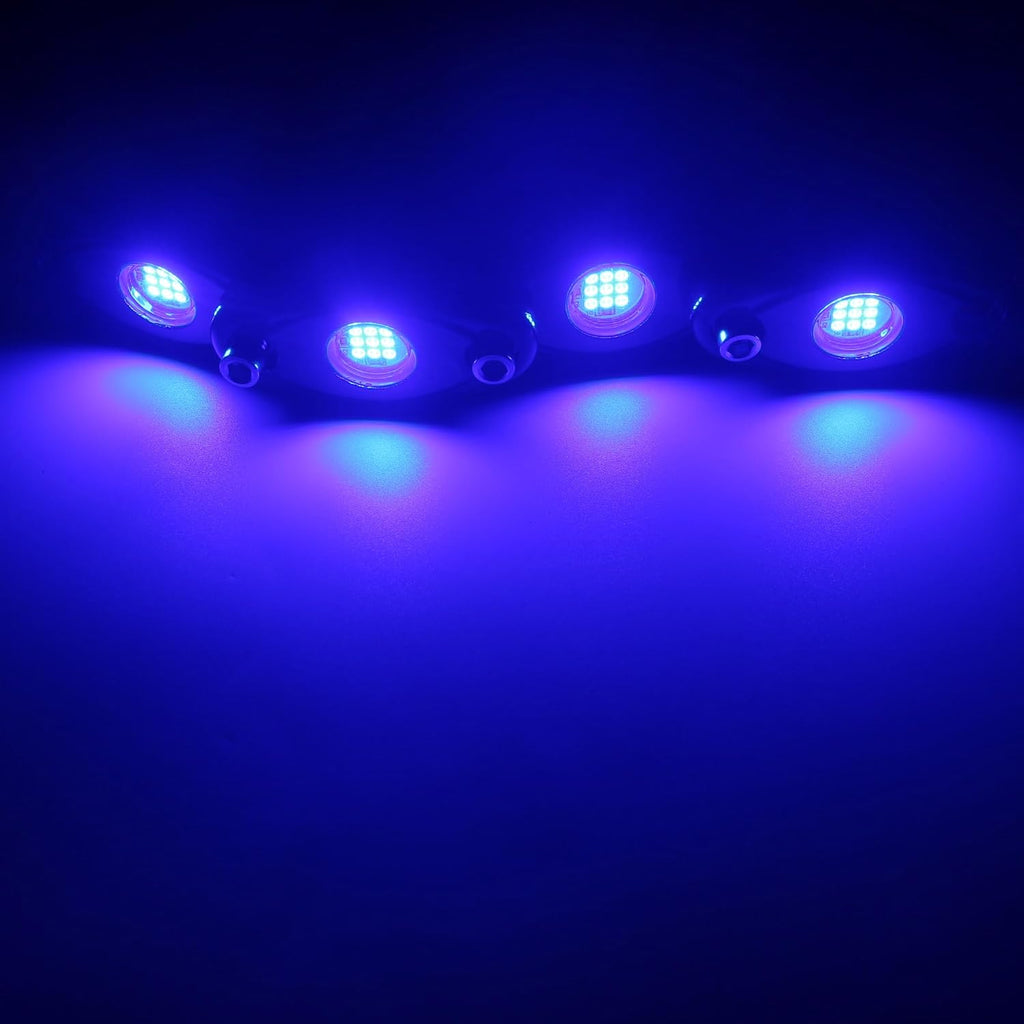 LED Rock Lights 8 Pods Blue for Truck Motorcycle Car Shockproof Waterproof Underbody Glow Neon Trail Rig Fender Lighting