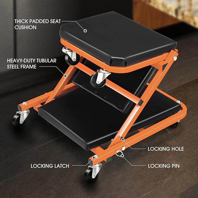 DNA MOTORING 36 Inches 2 IN 1 Rolling Folding Car Creeper/Seat, 150kg Weight - Image 2