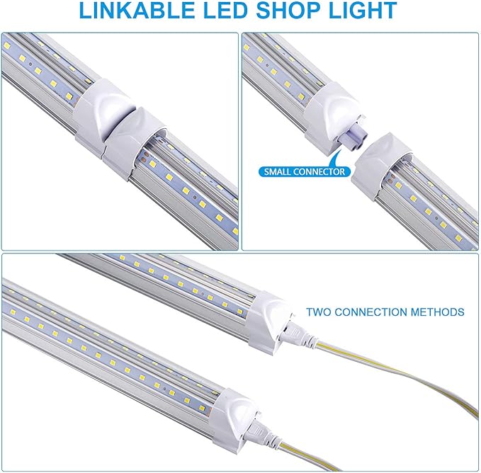 25 Pack, Led Shop Lights, 8FT Led Shop Light, 100W 6000K 15000LM Clear White - Image 3