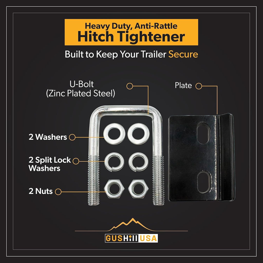 GusHill USA GH 22326 Heavy-Duty Hitch Tightener, Anti-Rattle Stabilizer, Fits 1 1/4" and 2" receivers