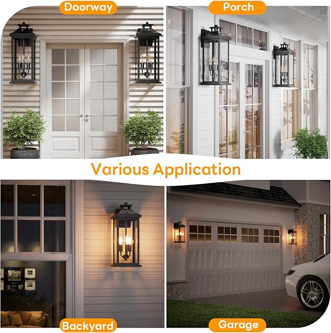 20" Large Dusk to Dawn Exterior Wall Light Fixture 3-Light, Waterproof Modern - Image 6