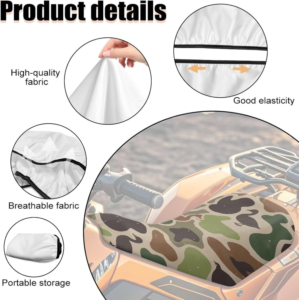 Camouflage Duck ATV Seat Cover Waterproof Soft 4-Wheeler Seat Cushion Covers Breathable Compatible with Most ATV for Sportsman, Rancher, Foreman, Scrambler