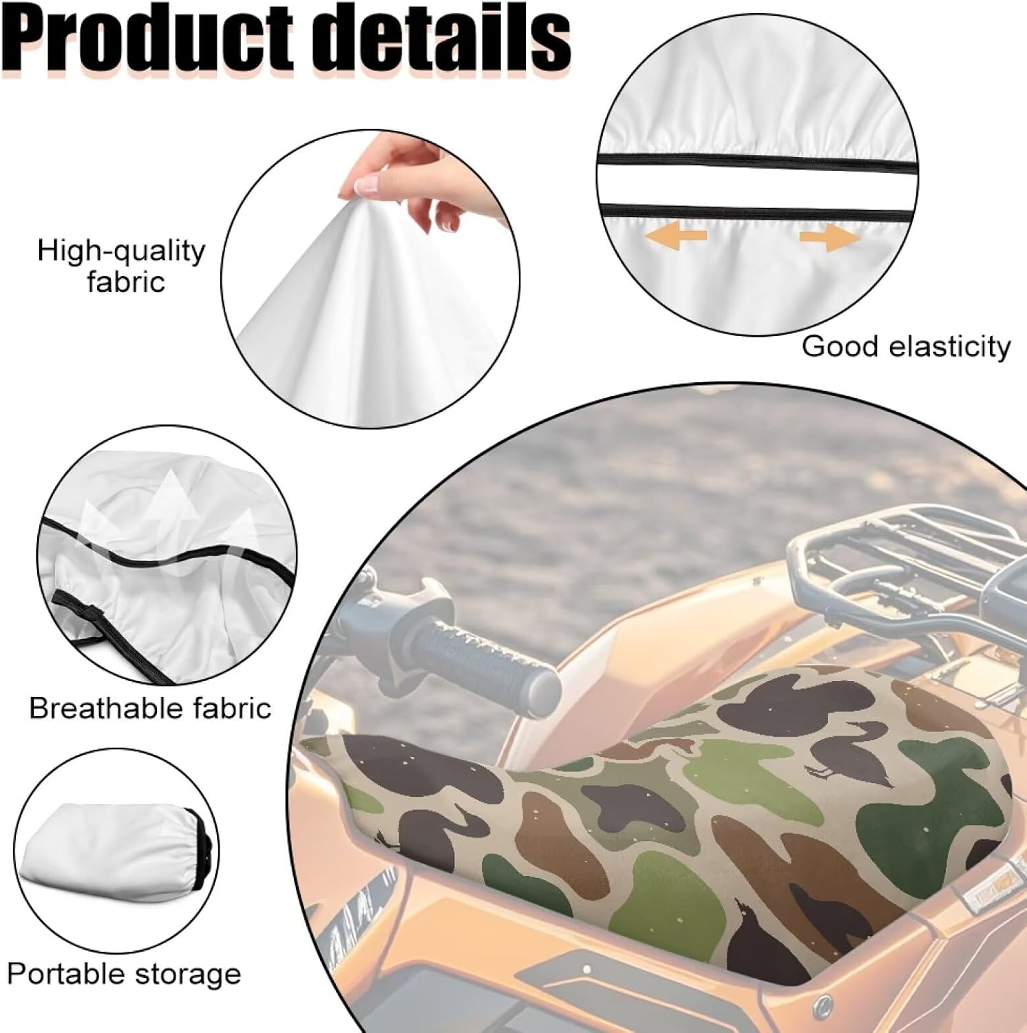 Camouflage Duck ATV Seat Cover Waterproof Soft 4-Wheeler Seat Cushion Covers Breathable Compatible with Most ATV for Sportsman, Rancher, Foreman, Scrambler