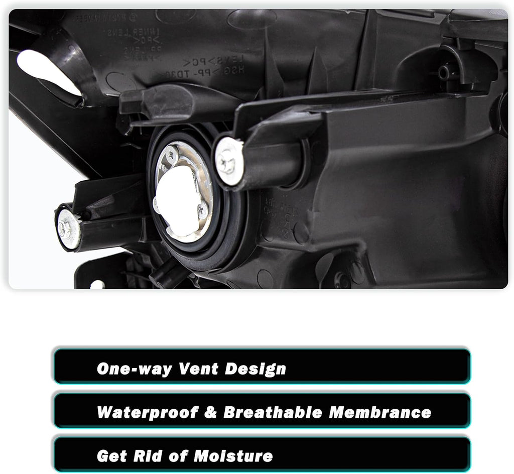 TUSDAR Headlight Assembly Replacement for 2003-2007 Honda Accord [Factory Halogen Type] Headlamp Chrome Housing with Amber Reflector (Driver Left Side)