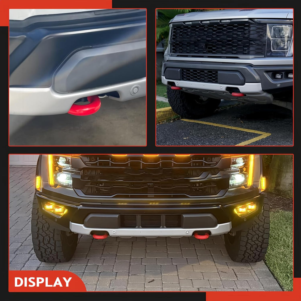 Tow Hook Covers Fits for Ford F150 2004-2026 ;Bronco Base,Big Bend,Outer Banks 2021-2026; for Toyota Tundra 2017-2021 | Tow Hooks for F150 Accessories | Red