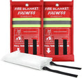 Emergency Fire Blanket, 2 Pack Fiberglass Flame Retardant Fire Blankets by FIREWESS
