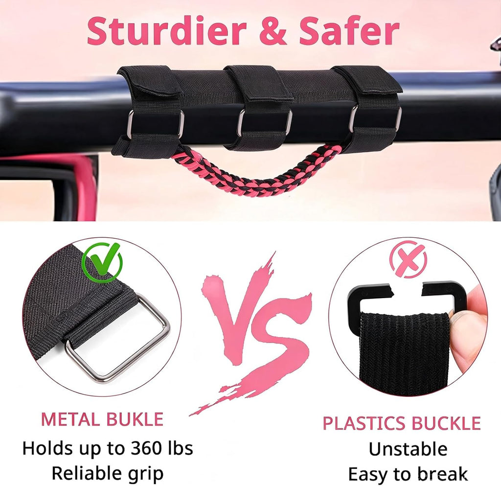 Grab Handles with Steel Buckle for Wrangler JK JL TJ YJ JT Roll Bar