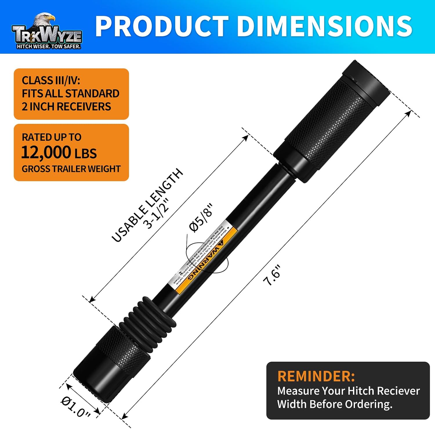 Hitch Lock for 2” & 2-1/2” Receivers, Rust-Resistant Locking Hitch Pin, 3-1/2" Usable Length, Pick-Resistant Lock Design, 12,000 lbs GTW for Secure Towing (Keyed1Pack) | Tamper-Proof Barrel Keys & Lock System, Push-to-Lock Convenience, Weather-Proof